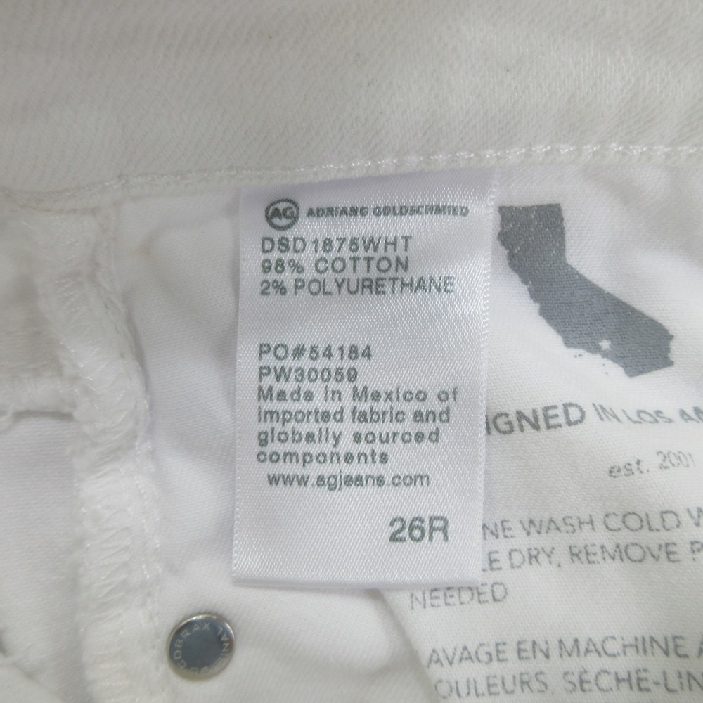 AG Adriano Goldschmied Women's Jeans 26R Mari High Rise Slim Straight White - Picture 11 of 13